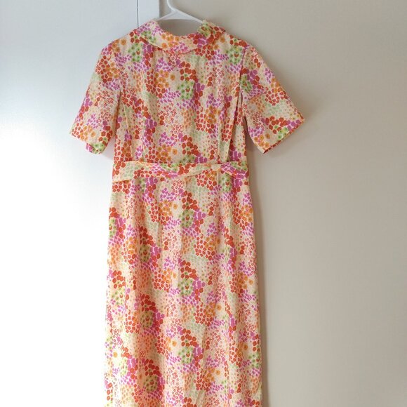 Amish Mennonite Cape Dress 36"B 31"W Vintage 60s Style Pink Orange - Picture 2 of 16